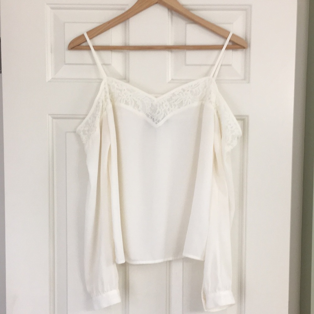 Express Cream Blouse with Lace Detail